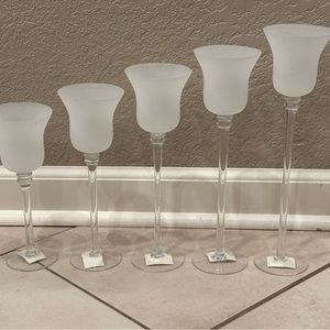 Set of 5 Frosted Glass Candle Holders